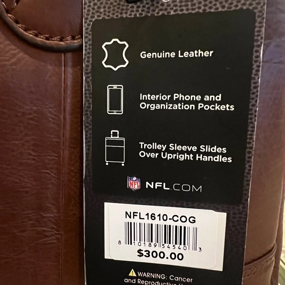 New England Patriots NFL Brown Leather Weekender Duffel Bag New With Tags
